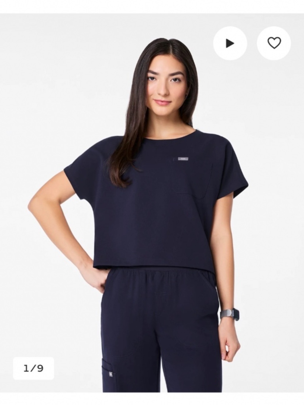 Women's Navy Short-Sleeve Crop Top